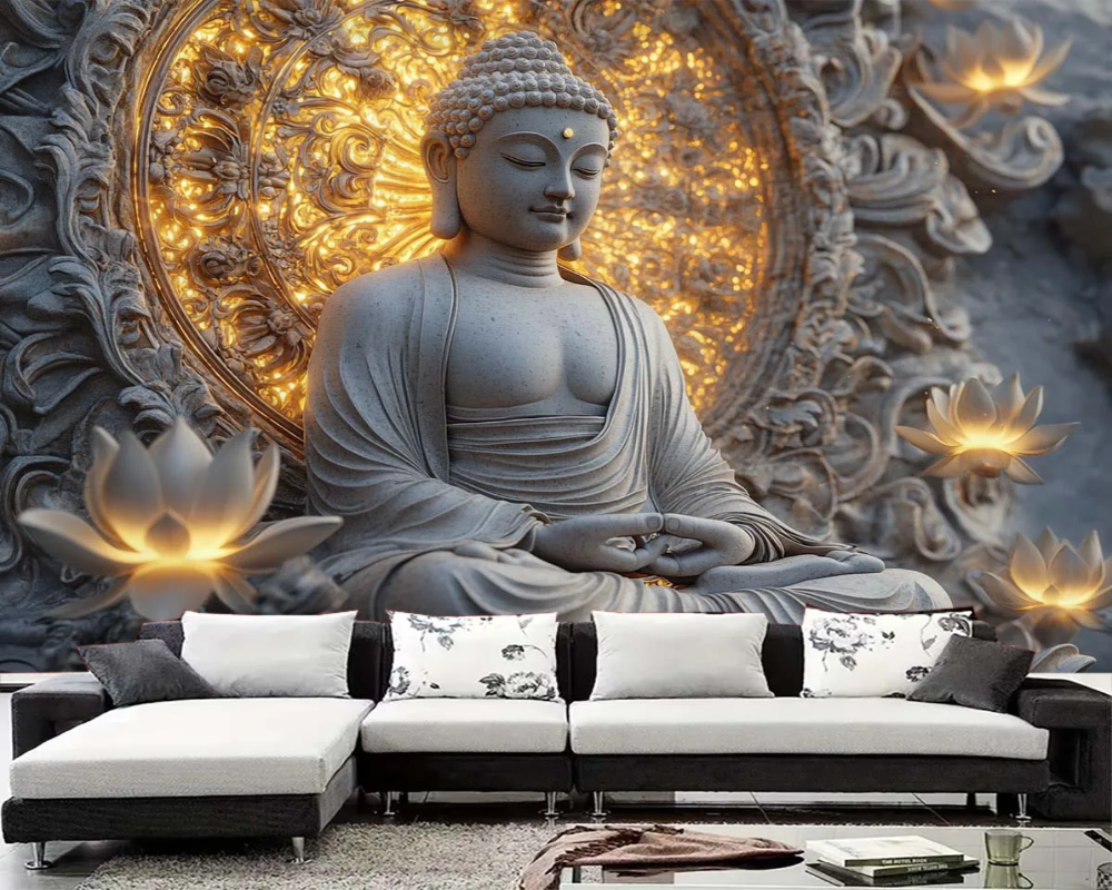3D Wallpaper Glowing Serene Buddha SKU# WAL0747
